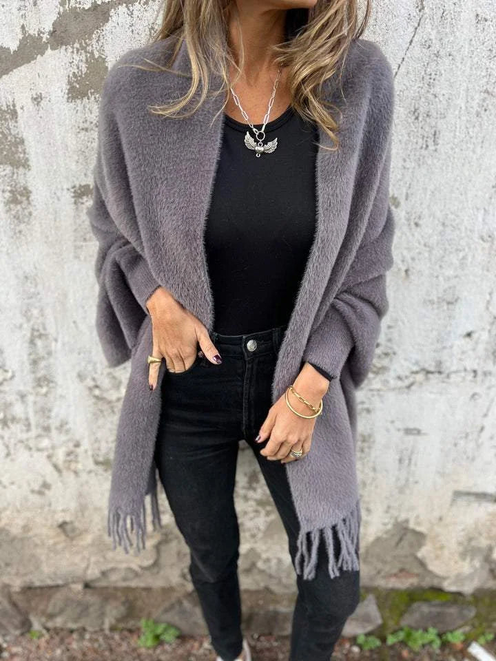 BILA | Manteau à manches longues et franges pour le quotidien