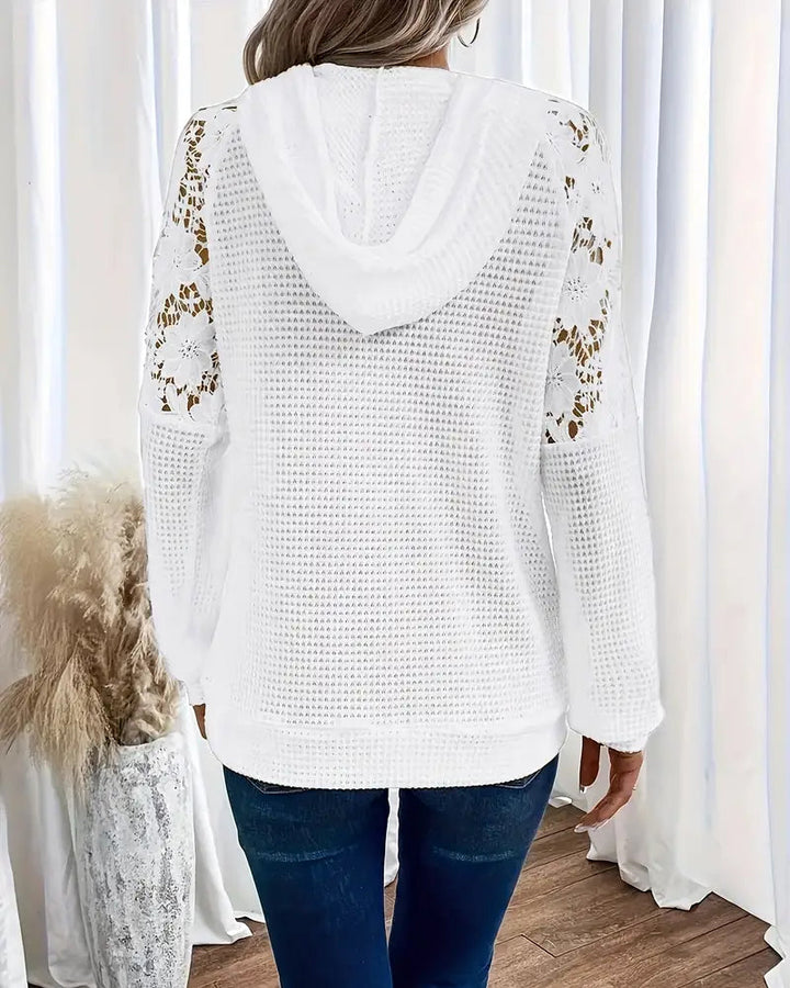 ALESSIA | Sweat à capuche décontracté avec dentelle et décolleté en V