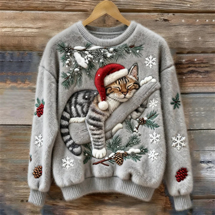 CATHY | Pull en Peluche pour Chat de Noël