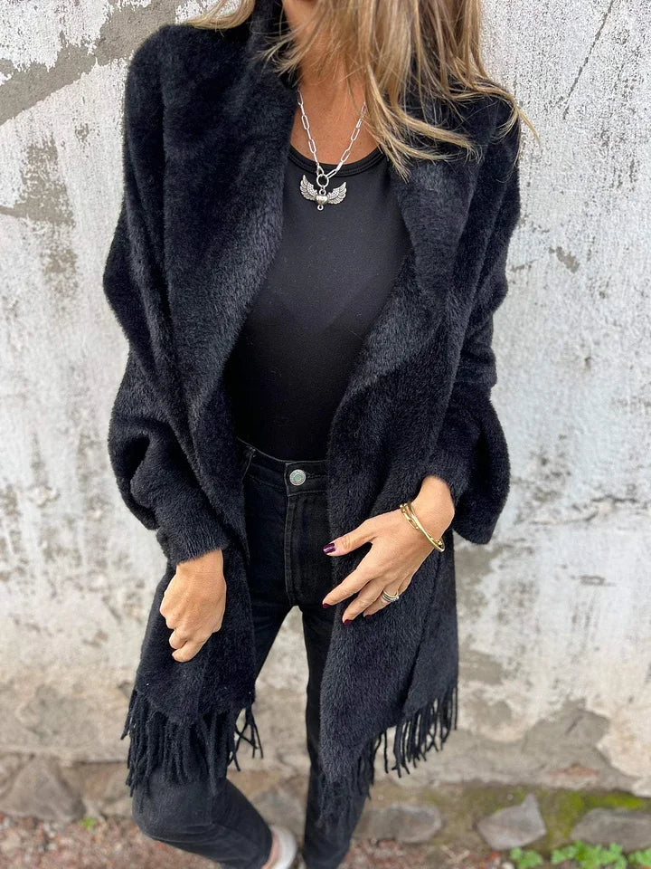 BILA | Manteau à manches longues et franges pour le quotidien