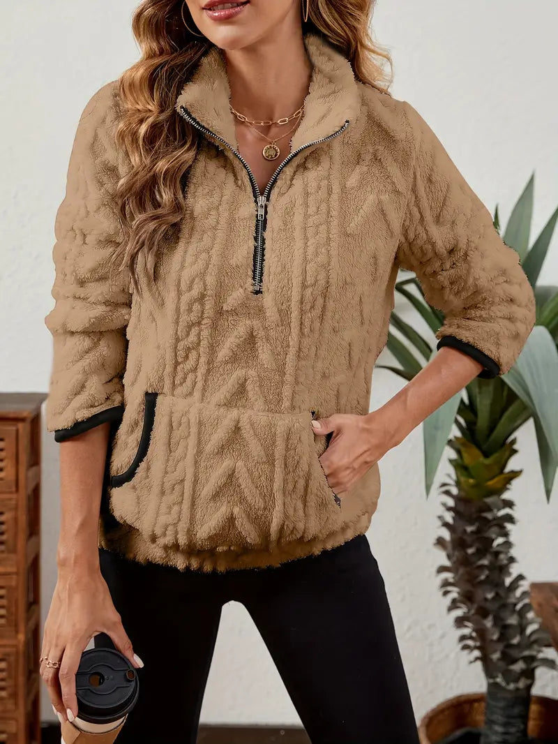 BETHANIA | Pull en polaire doux avec demi-fermeture éclair