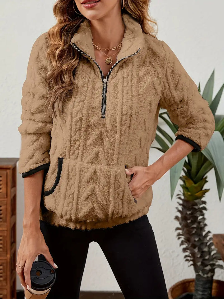 BETHANIA | Pull en polaire doux avec demi-fermeture éclair