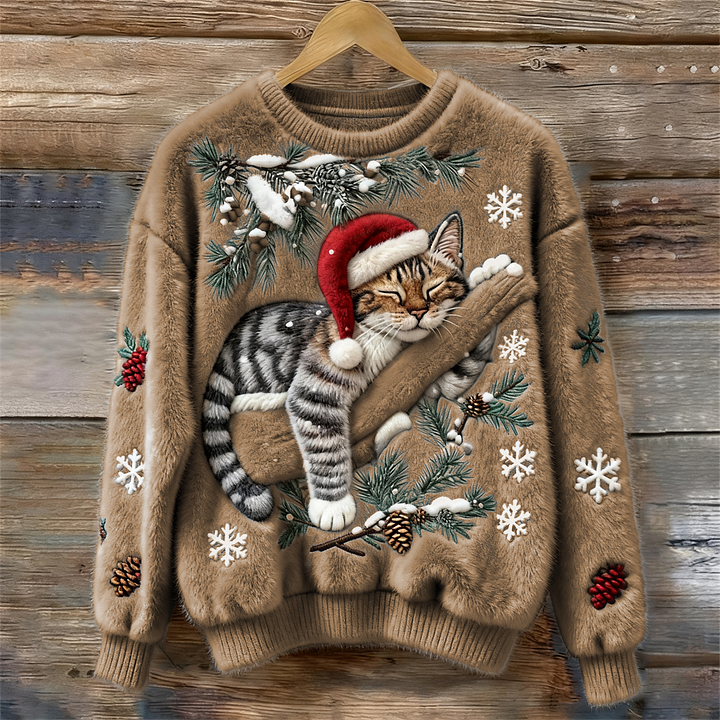 CATHY | Pull en Peluche pour Chat de Noël