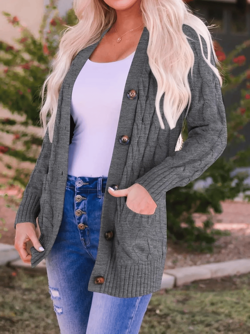 MARZENA | Cardigan douillet avec tresses