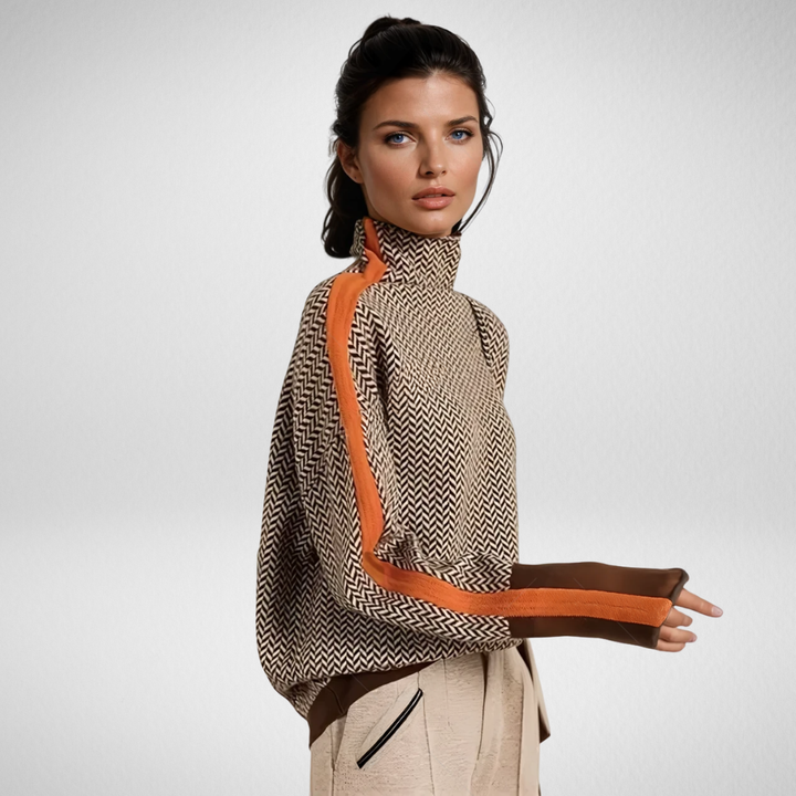 AMIRA | Pull à col roulé à rayures contrastantes