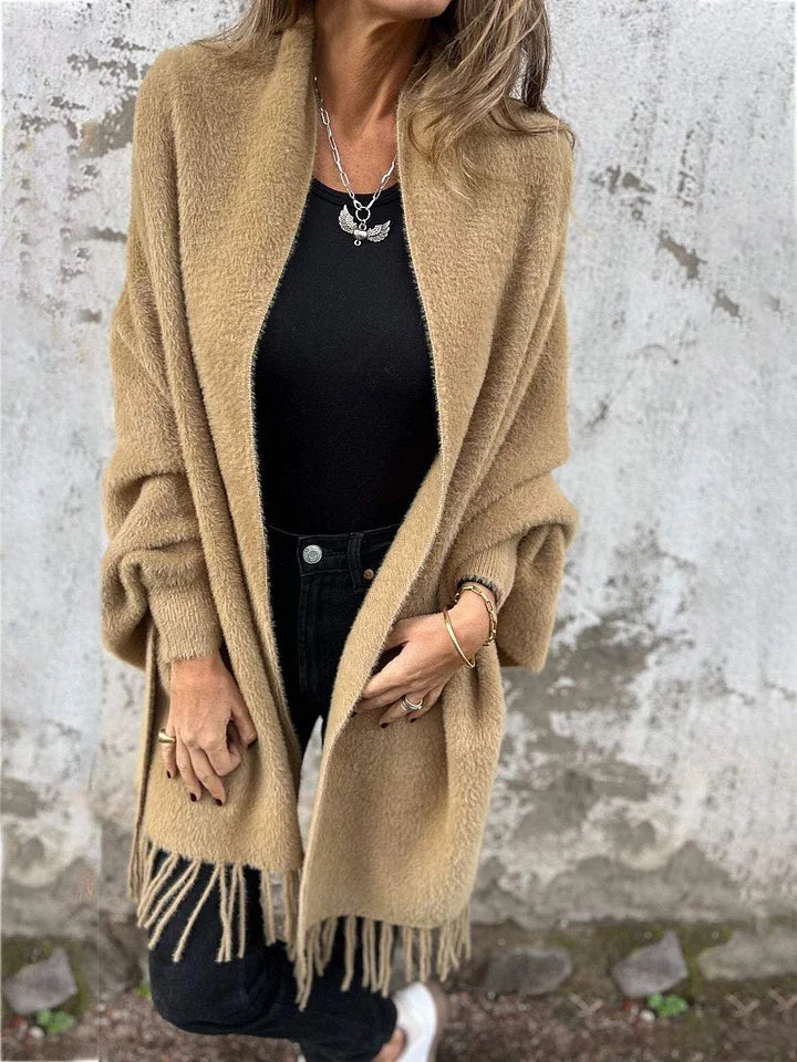 BILA | Manteau à manches longues et franges pour le quotidien