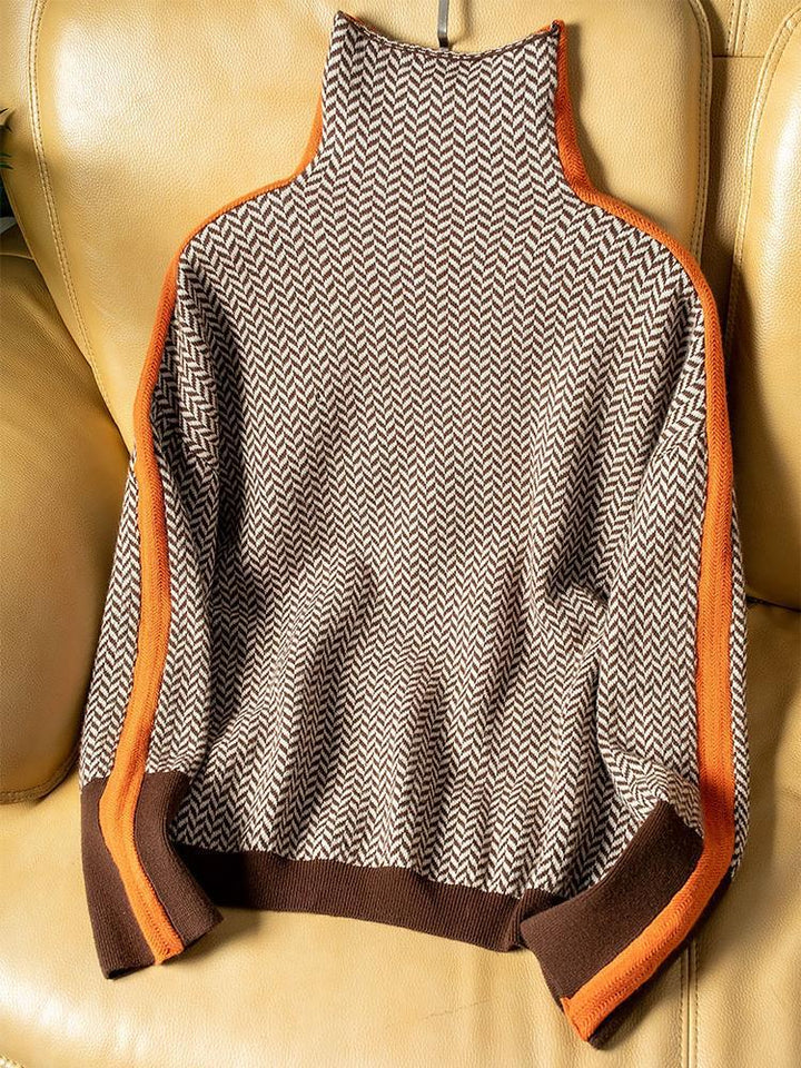 AMIRA | Pull à col roulé à rayures contrastantes