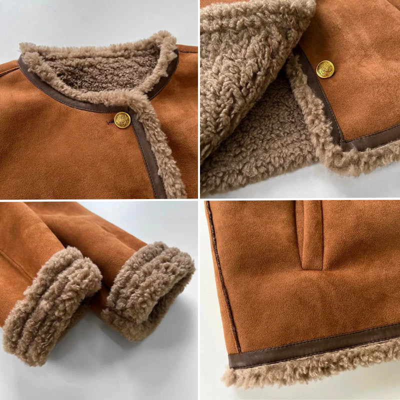 LAZA | Manteau en cuir d'agneau avec boutons