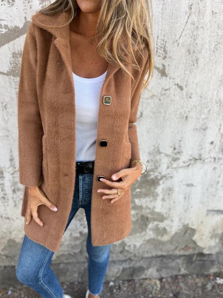 MARCE | Manteau épais à simple boutonnage avec revers